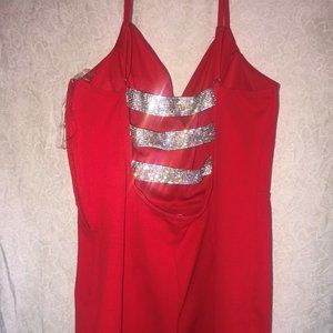 Red Rhinestone Mini Dress